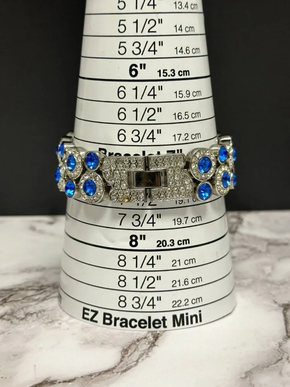 Suzanne Somers Watch Women Silver Tone Blue Rhinestone Bling Band New Battery